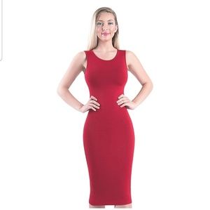 TAM WARE Classic Slim Fit Midi Sleeveless Dress